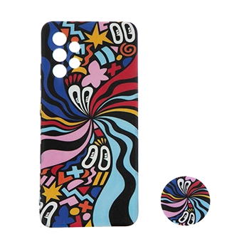 کاور آبرنگی مدل N112  مناسب برای گوشی موبایل سامسونگ Galaxy A32 4G به همراه پایه نگهدارنده